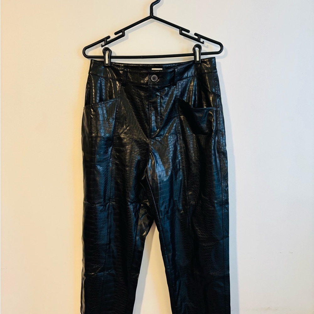 a new day Black Glossy Faux Leather Pants